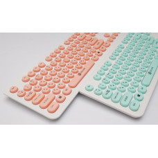 Клавиатура Oklick 400MR белый/мятный USB slim Multimedia